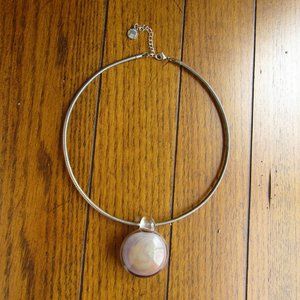 Silvertone Cocoon Chain with Glass Charmand Lobster Claw Clasp